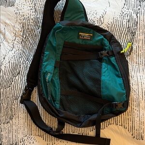 LL Bean Stowaway Sling 13” Backpack Carrying Bag Blue Nylon Lightweight Outdoors